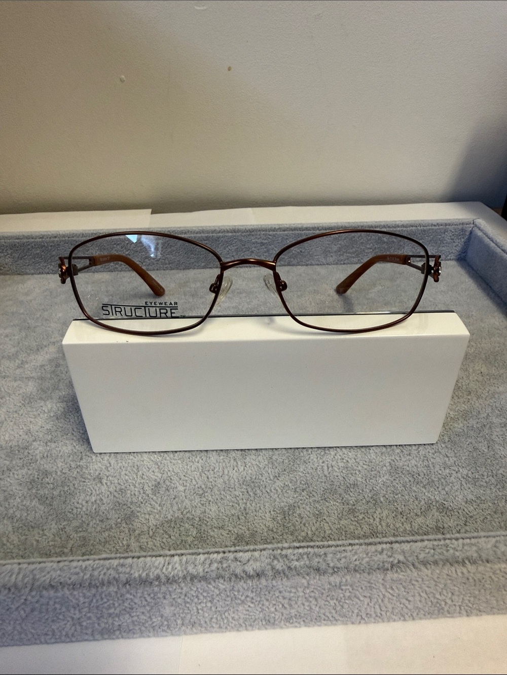 NWOT STRUCTURE Eyewear Brown Open Metal Oval Glasses with Rhinestones Size 54